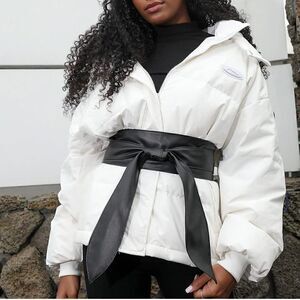 Women's belt wide Vegan Leather corset knotted with bow at the waist